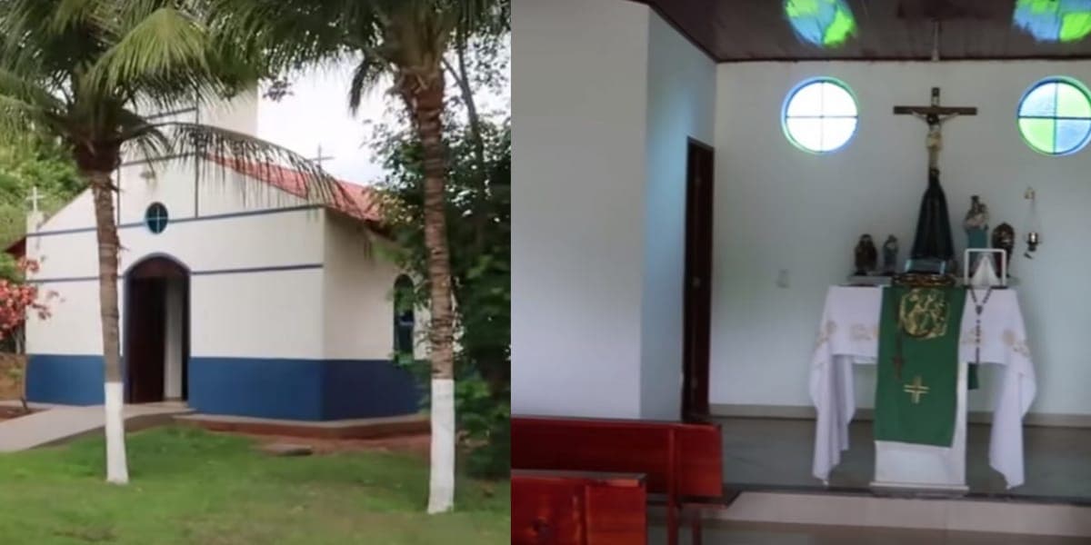 Igreja dentro da Fazenda, já que Leonardo é muito religioso (Reprodução: Youtube)