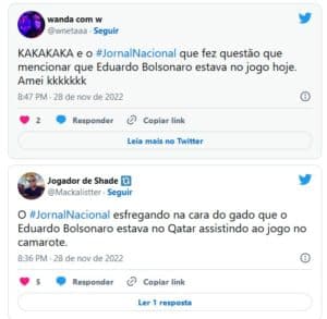 Internautas criticaram Eduardo Bolsonaro (PL-SP) no estádio no Catar no jogo do Brasil contra a Suíça nesta segunda (28) (Foto: Reprodução / Twitter) Internautas criticaram Eduardo Bolsonaro (PL-SP) no estádio no Catar no jogo do Brasil contra a Suíça nesta segunda (28) (Foto: Reprodução / Twitter)