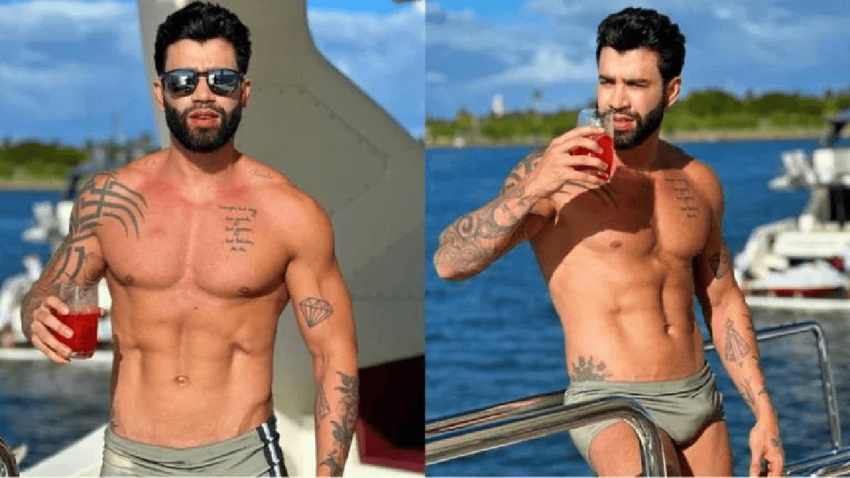 Gusttavo Lima, Henrique e Zé Neto desfilam com membros de sunga (Foto: Divulgação) Gusttavo Lima, Henrique e Zé Neto desfilam com membros de sunga (Foto: Divulgação)