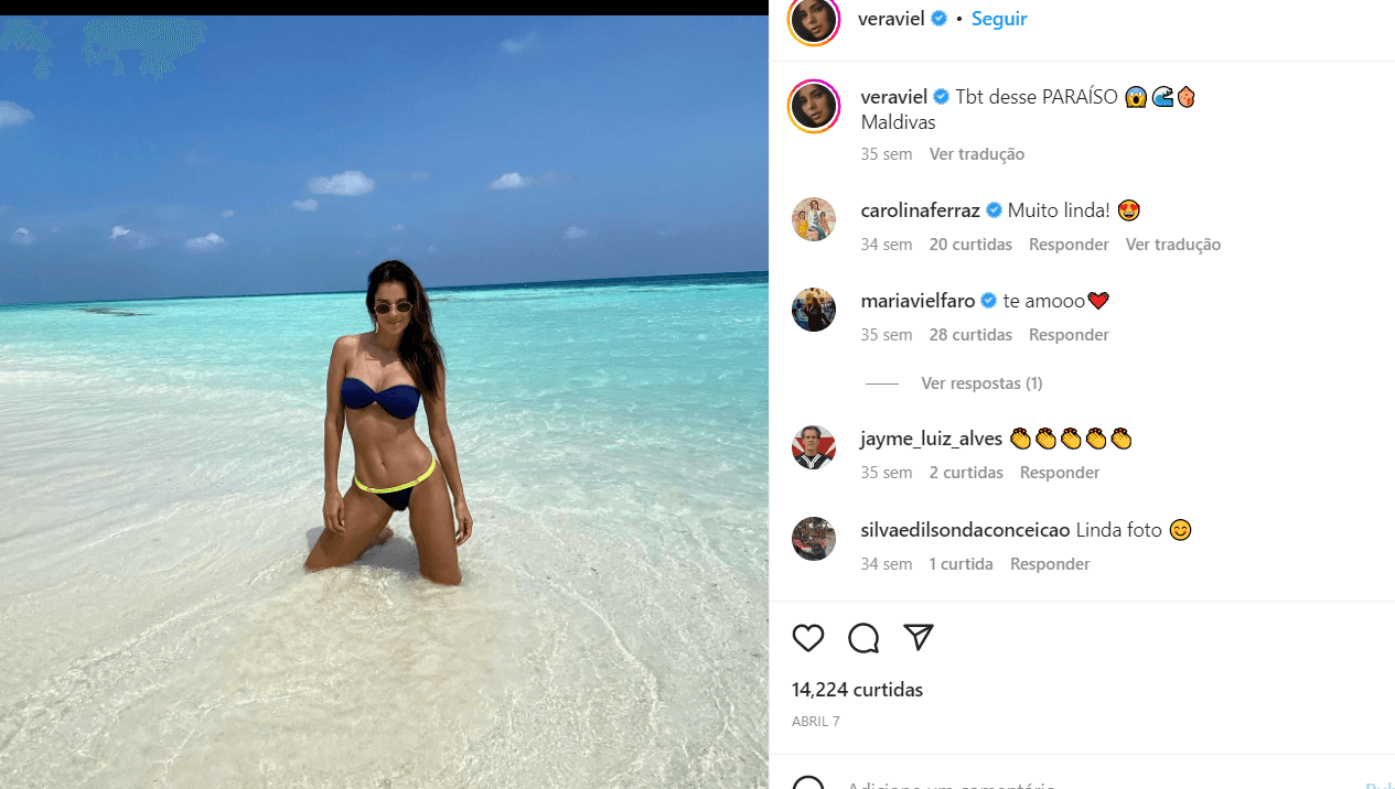 TBT de Vera Viel, esposa de Rodrigo Faro (Foto Reprodução/Instagram) TBT de Vera Viel, esposa de Rodrigo Faro (Foto Reprodução/Instagram)