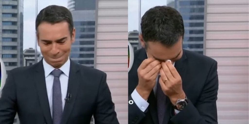 César Tralli não segurou as lágrimas em jornal da Globo, caiu no choro e declarou: "Vocês que fazem isso"