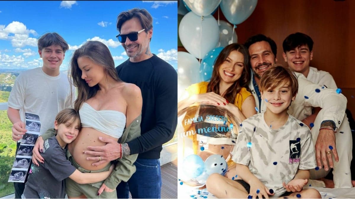 O galã com a esposa Anne Schoenberger e os filhos Nicolas e Benjamin O galã com a esposa Anne Schoenberger e os filhos Nicolas e Benjamin