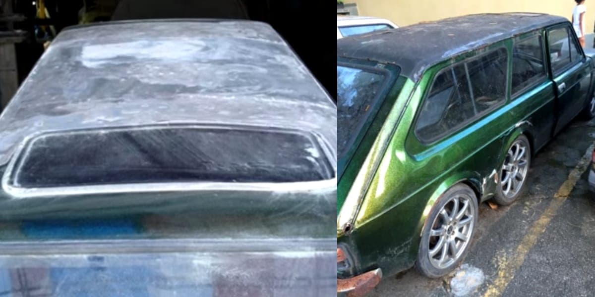 Assim está hoje o Fiat 147, abandonado (Reprodução: Montagem TV Foco)