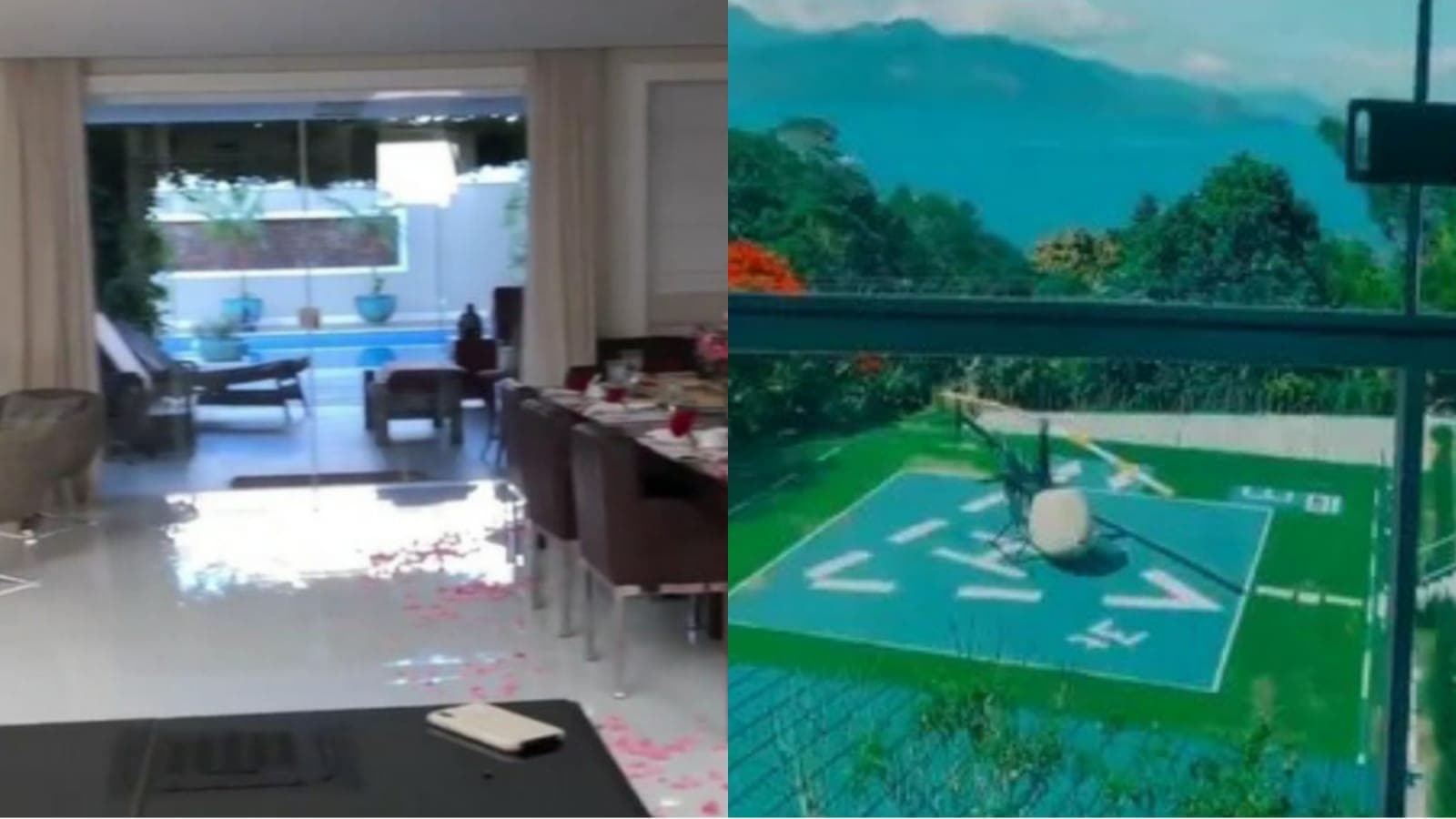 Detalhes caros e heliponto na casa da famosa, mãe de Cleo (Foto: Reprodução/ Montagem) Detalhes caros e heliponto na casa da famosa, mãe de Cleo (Foto: Reprodução/ Montagem)