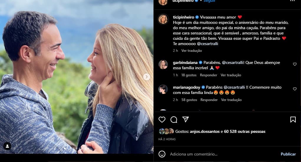 Ticiane Pinehiro se declara ao grande amor - Foto: Reprodução Ticiane Pinehiro se declara ao grande amor - Foto: Reprodução