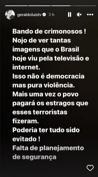 Geraldo Luís se revoltou com ataque terrorista (Foto: Reprodução)