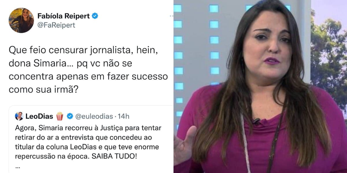 Fabíola Reipert (Reprodução: Twitter) Fabíola Reipert (Reprodução: Twitter)