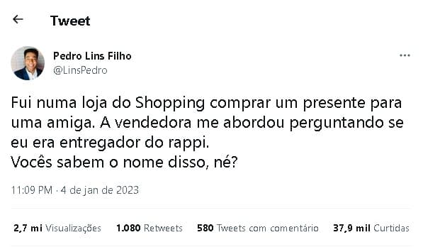Pedro Lins Filho denunciou racismo que sofreu em shopping de Recife (Foto: Reprodução) Pedro Lins Filho denunciou racismo que sofreu em shopping de Recife (Foto: Reprodução)