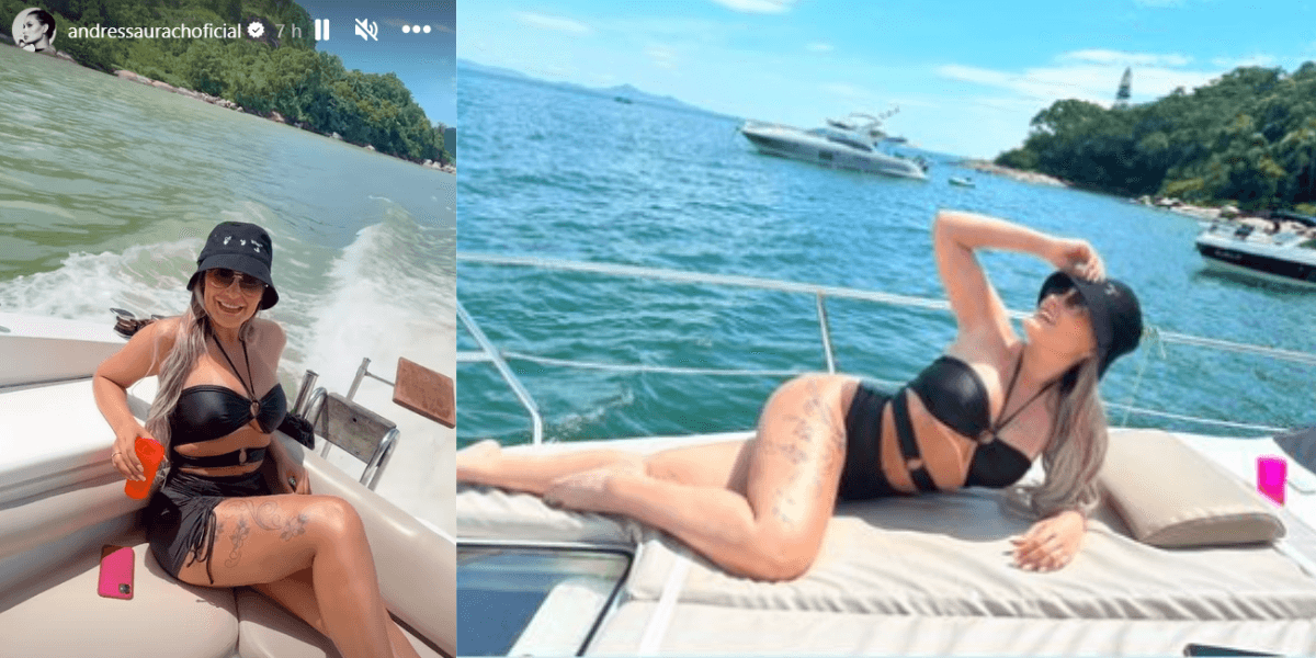 Andressa Urach surge em passeio de barco e é alvo de graves acusações do marido, Thiago Lopes (Foto: Instagram)