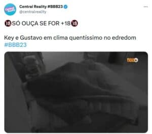 BBB23: Vaza áudio de sexo entre Key e Gustavo e pedido ousado de sister (Foto: Reprodução / Twitter) BBB23: Vaza áudio de sexo entre Key e Gustavo e pedido ousado de sister (Foto: Reprodução / Twitter)