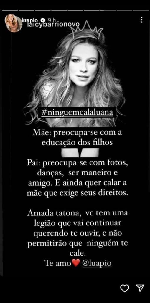 Publicação compartilhada por Luana Piovani (Imagem: Reprodução/Instagram)