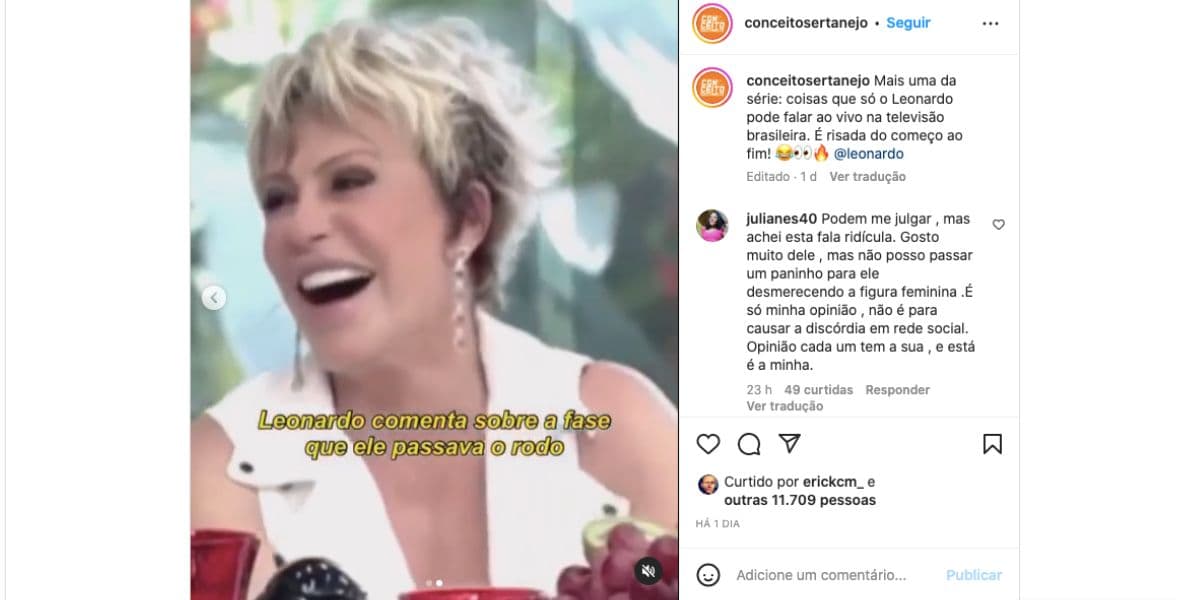 Leonardo choca Ana Maria com fala sobre relações sexuais (Foto: Reprodução / Instagram) Leonardo choca Ana Maria com fala sobre relações sexuais (Foto: Reprodução / Instagram)