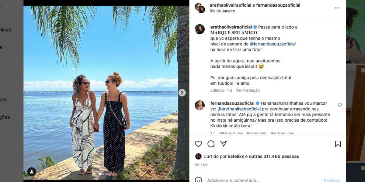 Aretha Oliveira e Fernanda Souza (Foto: Reprodução / Instagram) Aretha Oliveira e Fernanda Souza (Foto: Reprodução / Instagram)