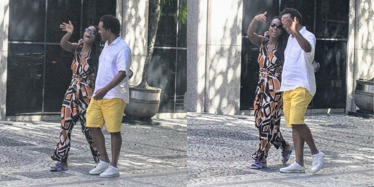 Maju Coutinho com o marido, Agostinho Paulo Moura, no Leblon (Foto: Dan Delmiro/AgNews)