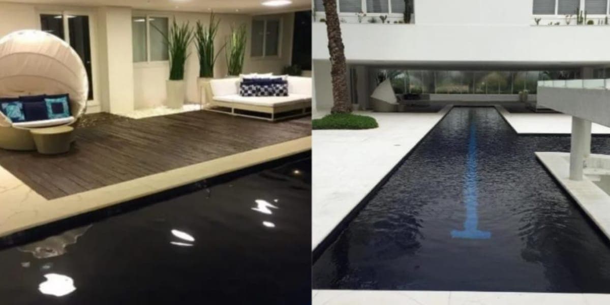 Piscina absurda com uma passarela no meio (Reprodução: Youtube) Piscina absurda com uma passarela no meio (Reprodução: Youtube)