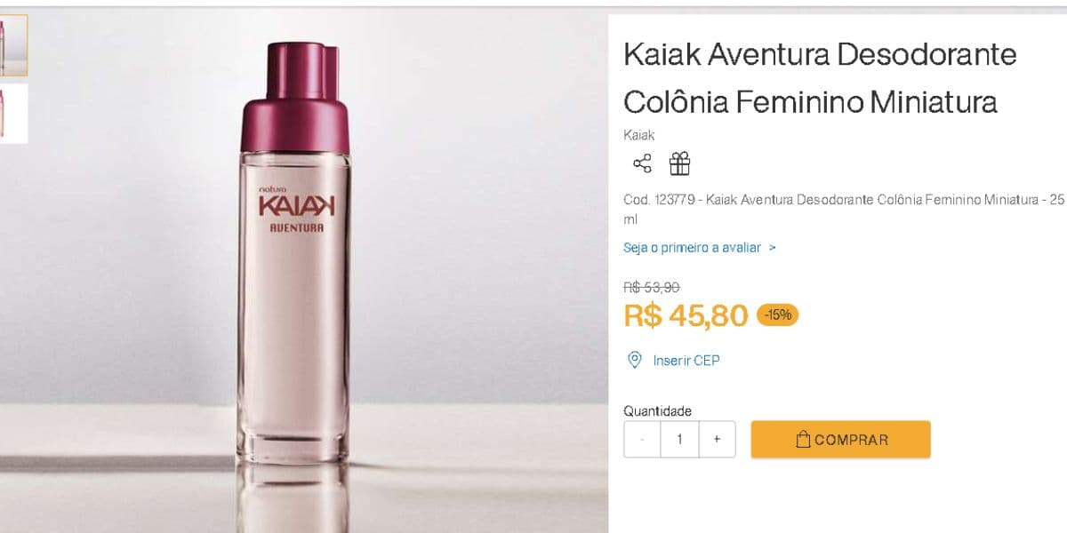 Perfume Kaiak Femino Natura (Reprodução - Natura) Perfume Kaiak Femino Natura (Reprodução - Natura)