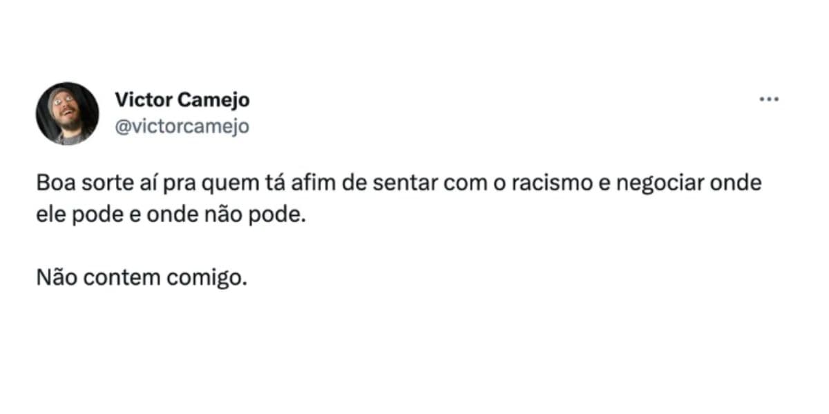 Victor Camejo sobre Léo Lins (Foto: Reprodução / Twitter) Victor Camejo sobre Léo Lins (Foto: Reprodução / Twitter)
