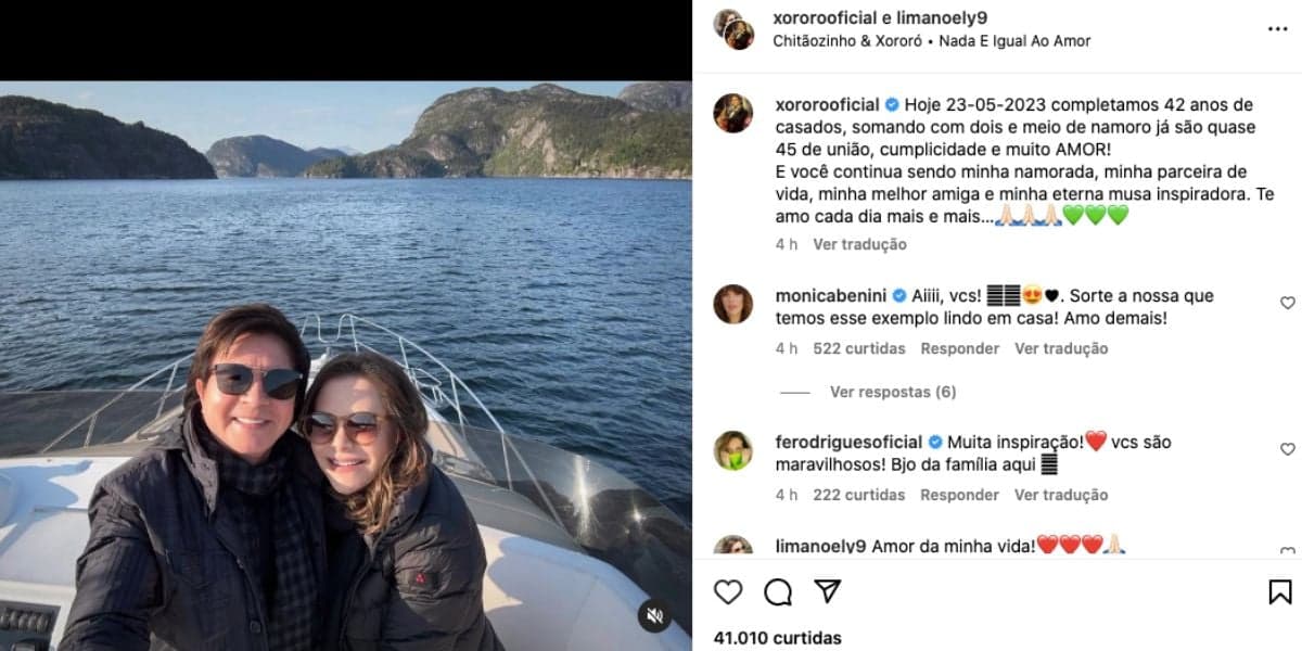Xororó faz anúncio sobre casamento com Noely (Foto: Reprodução / Instagram) Xororó faz anúncio sobre casamento com Noely (Foto: Reprodução / Instagram)