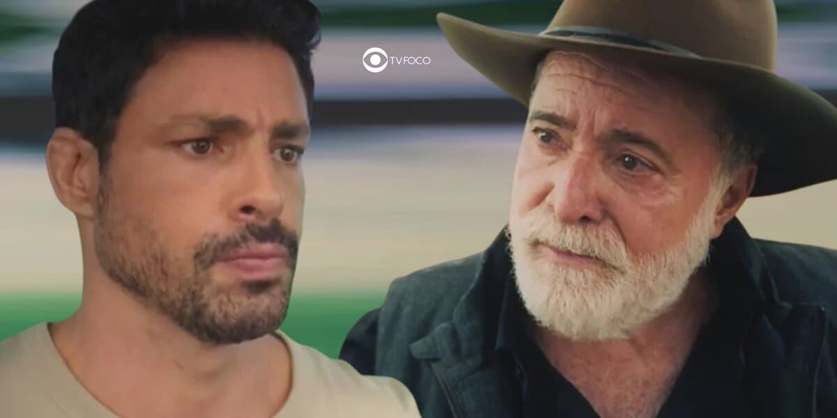 Caio (Cauã Reymond) e Antônio (Tony Ramos) em cenas de Terra e Paixão (Foto: Reprodução / Globo / Montagem TV Foco) Caio (Cauã Reymond) e Antônio (Tony Ramos) em cenas de Terra e Paixão (Foto: Reprodução / Globo / Montagem TV Foco)