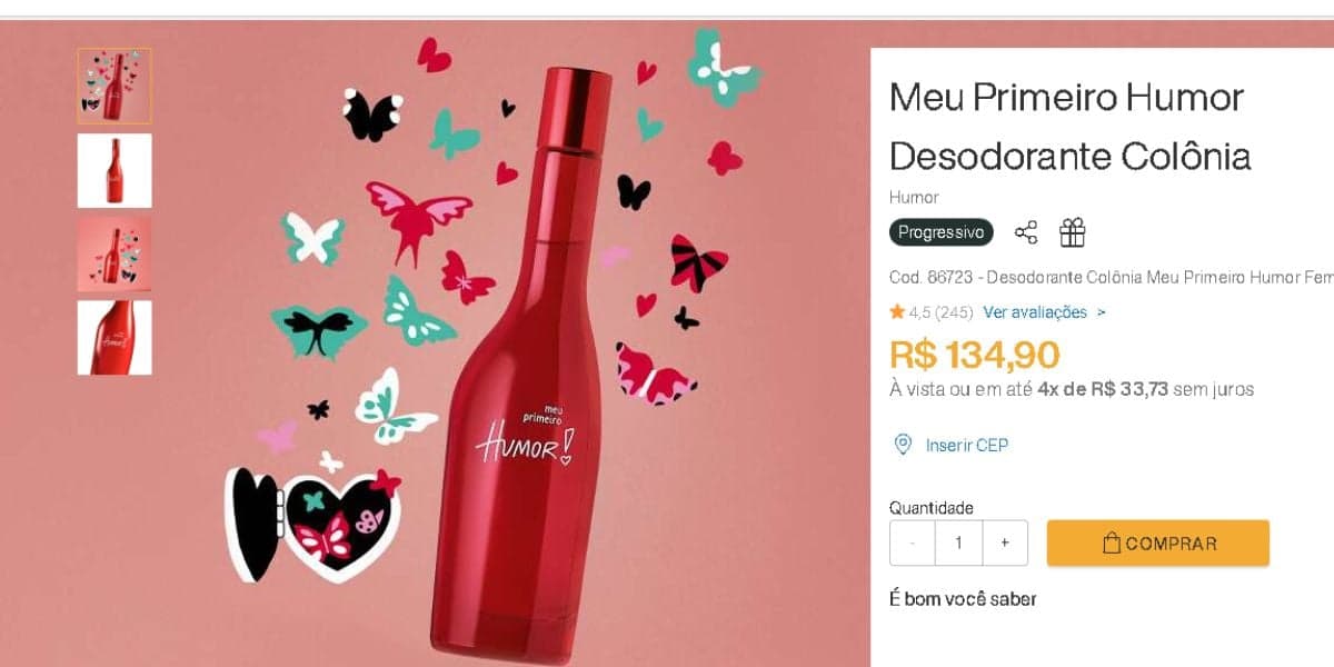 Meu Primeiro Humor da Natura (Reprodução - Natura) Meu Primeiro Humor da Natura (Reprodução - Natura)