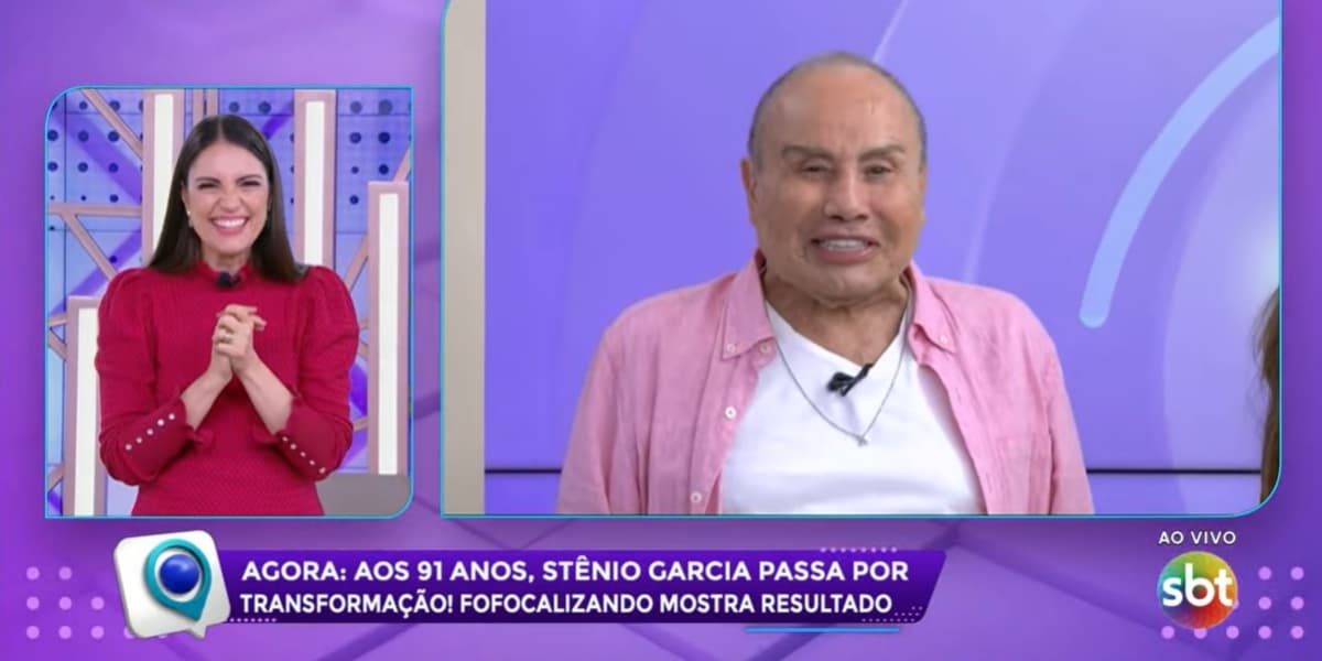 Stênio Garcia fez harmonização facial no "Fofocalizando" (Foto: Reprodução/SBT) Stênio Garcia fez harmonização facial no "Fofocalizando" (Foto: Reprodução/SBT)