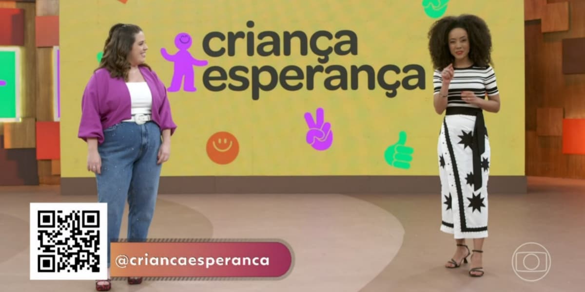 Tati Machado e Valéria Almeida anunciaram atrações do "Criança Esperança" (Foto: Reprodução/TV Globo) Tati Machado e Valéria Almeida anunciaram atrações do "Criança Esperança" (Foto: Reprodução/TV Globo)