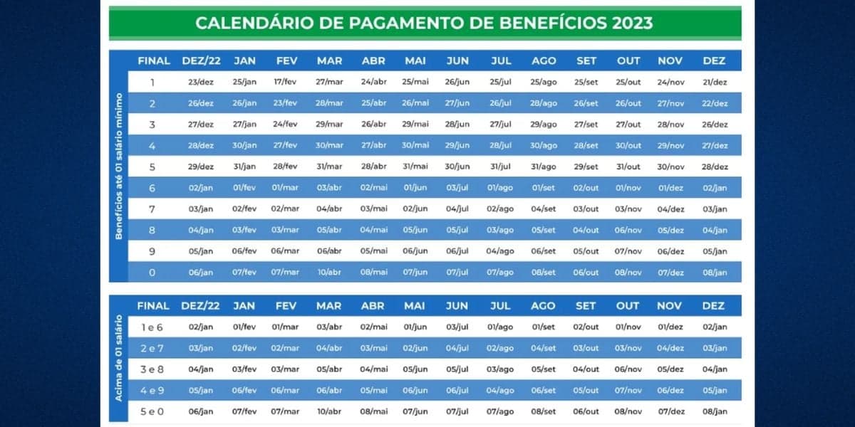 Calendário do INSS neste ano de 2023 (Reprodução: Internet)