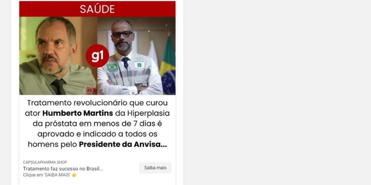Fake news envolvendo Humberto Martins e a Anvisa (Foto: Reprodução/g1) Fake news envolvendo Humberto Martins e a Anvisa (Foto: Reprodução/g1)