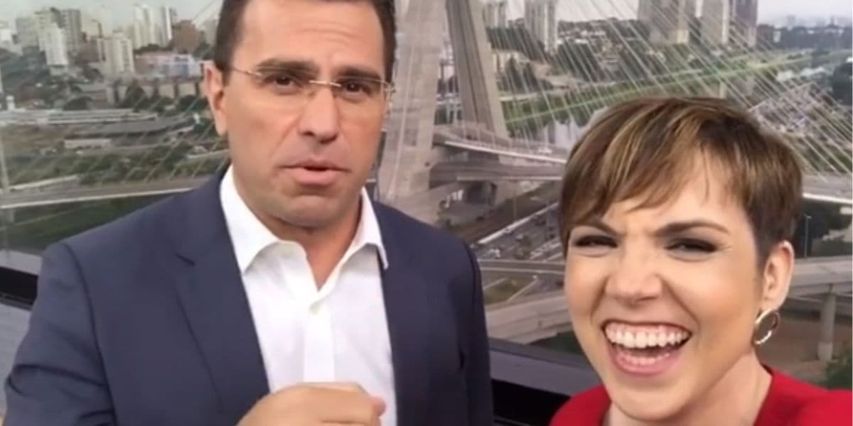 O jornalista ficou emocionado com a despedida de sua companheira de emissora (Reprodução: Globo) O jornalista ficou emocionado com a despedida de sua companheira de emissora (Reprodução: Globo)