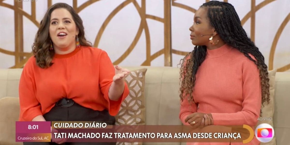 Tati Machado contou no "Bem Estar" que tem asma (Foto: Reprodução/TV Globo) Tati Machado contou no "Bem Estar" que tem asma (Foto: Reprodução/TV Globo)