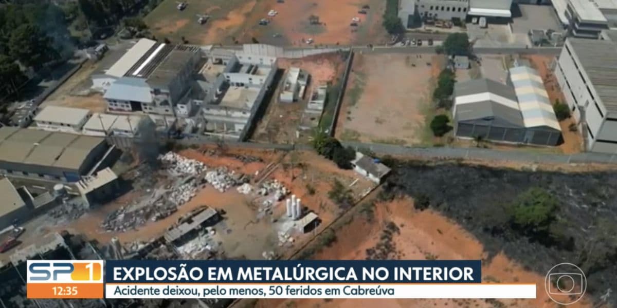 Notícia sobre explosão (Foto: Reprodução / SP1 da Globo) Notícia sobre explosão (Foto: Reprodução / SP1 da Globo)