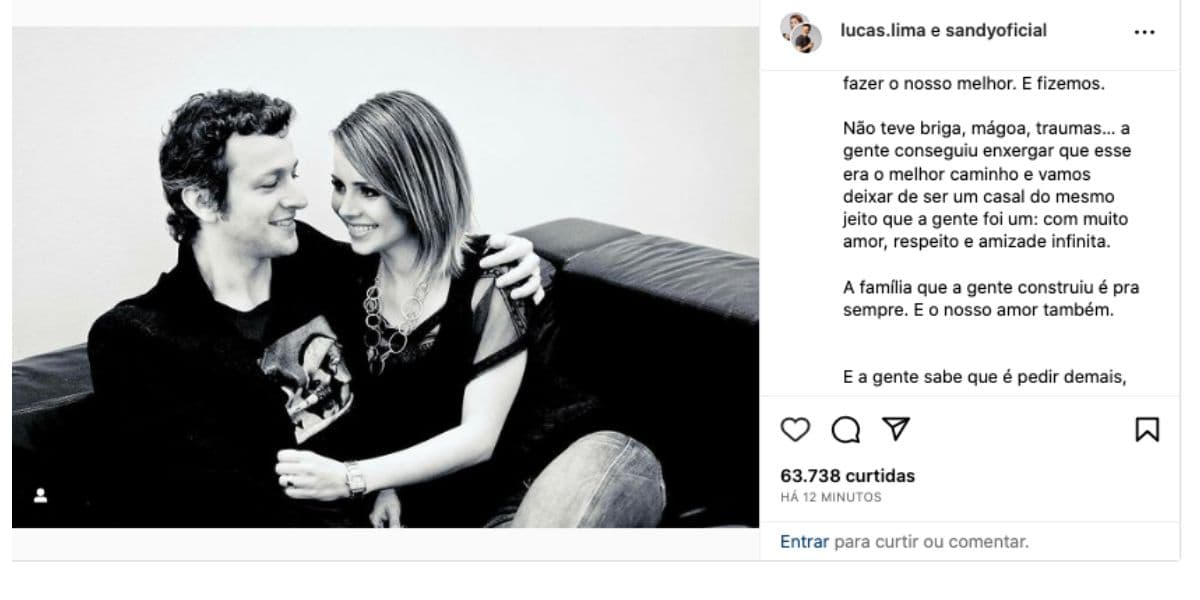 Sandy e Lucas Lima confirmam fim de casamento (Foto: Reprodução / Instagram) Sandy e Lucas Lima confirmam fim de casamento (Foto: Reprodução / Instagram)