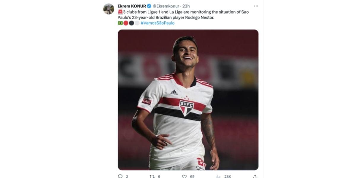 Notícia sobre jogador (Foto: Reprodução / Twitter) Notícia sobre jogador (Foto: Reprodução / Twitter)