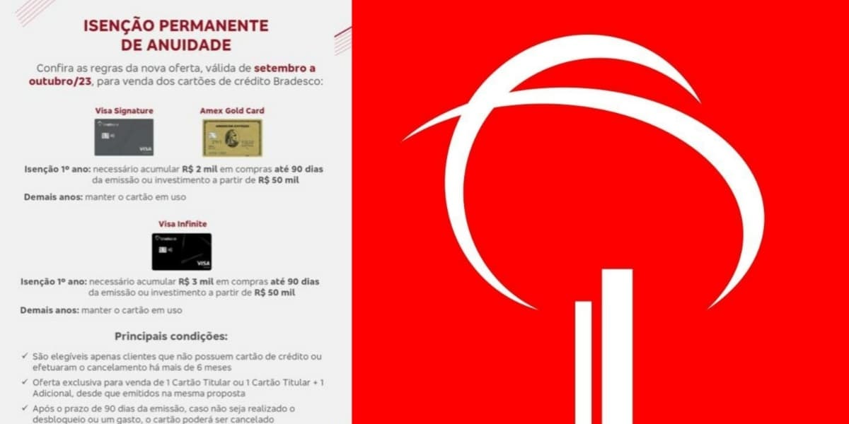 Condição do banco sem anuidade (Foto: Reprodução/Bradesco) Condição do banco sem anuidade (Foto: Reprodução/Bradesco)