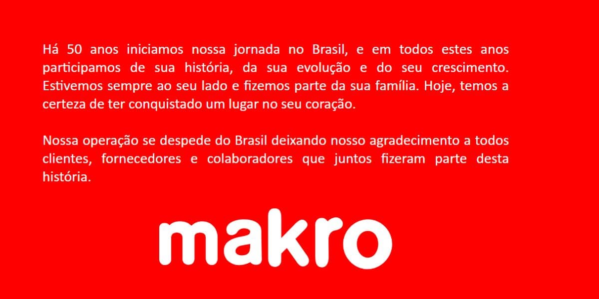 Comunicado oficial de despedida da empresa (Reprodução: Internet)