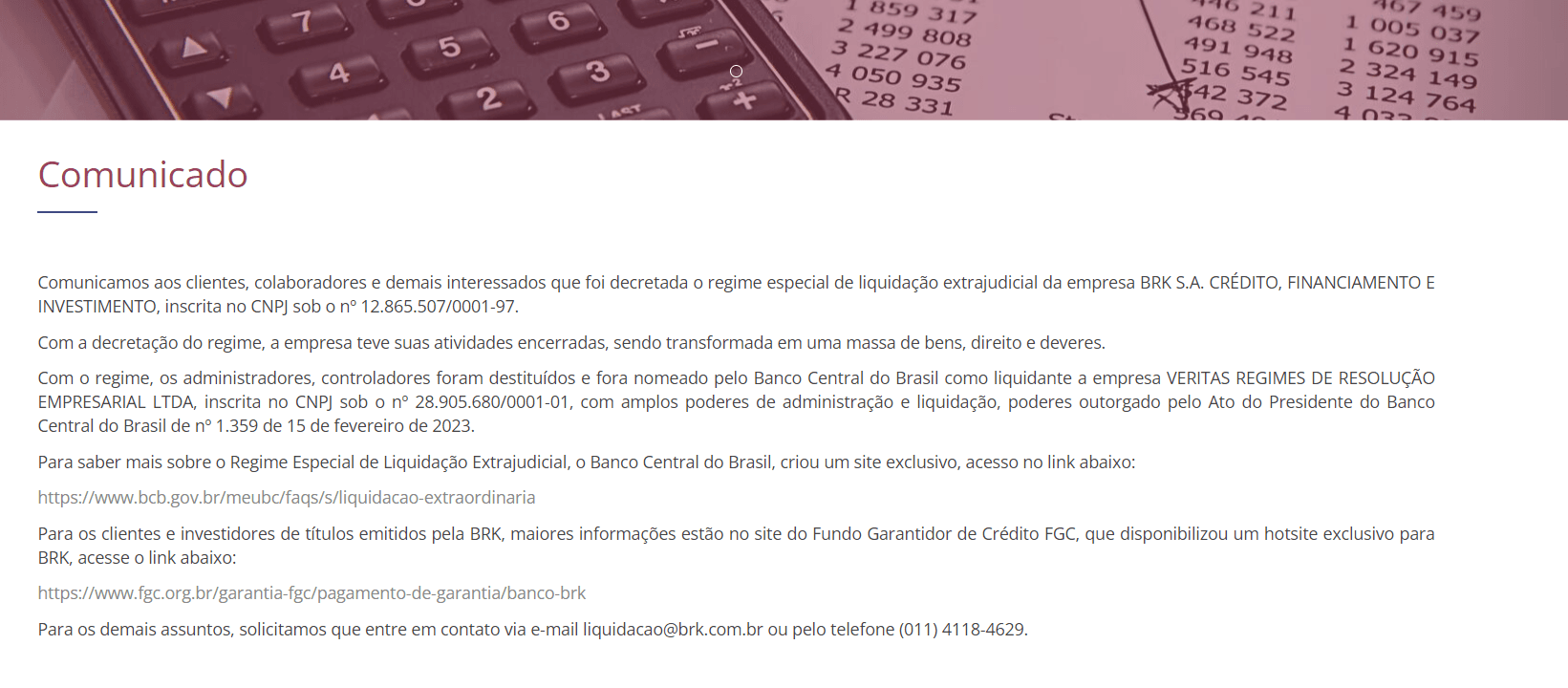 Comunicado emitido em fevereiro de 2024 pela BRK (Foto Reprodução/BRK) Comunicado emitido em fevereiro de 2024 pela BRK (Foto Reprodução/BRK)