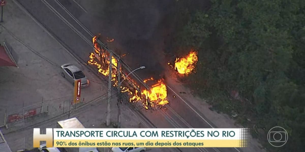Ataques em ônibus no Rio de Janeiro (Foto: Reprodução / Jornal Hoje da Globo) Ataques em ônibus no Rio de Janeiro (Foto: Reprodução / Jornal Hoje da Globo)