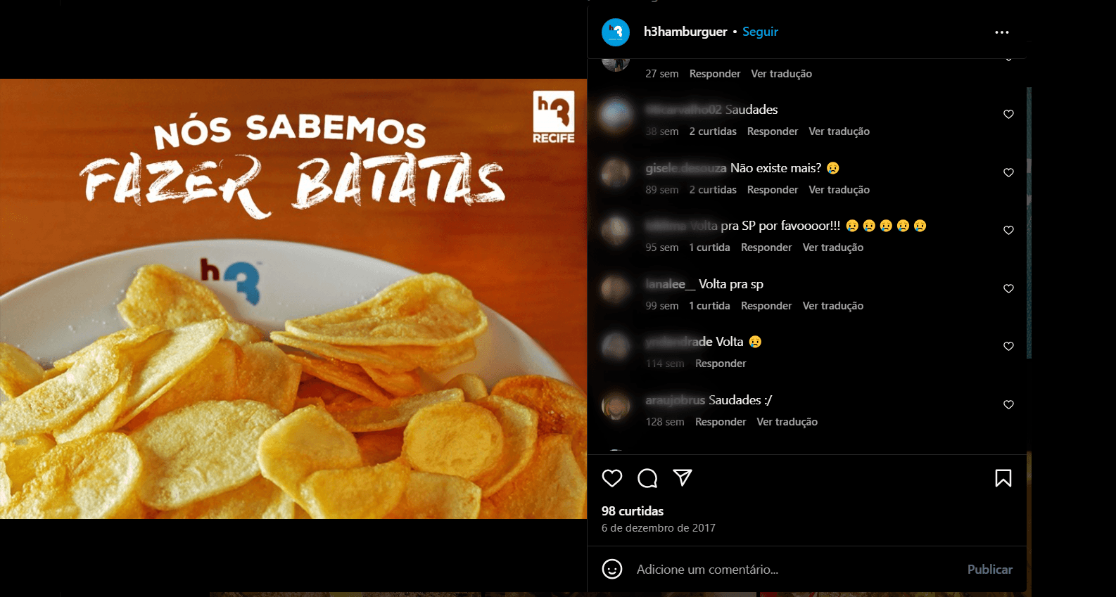 Clientes lamentam o fim da rede no país até hoje pelas redes sociais (Foto Reprodução/Instagram) Clientes lamentam o fim da rede no país até hoje pelas redes sociais (Foto Reprodução/Instagram)