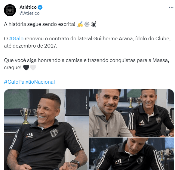 Guilherme Arana fica no Atlético-MG após assédio de outros clubes (Foto: Divulgação) Guilherme Arana fica no Atlético-MG após assédio de outros clubes (Foto: Divulgação)