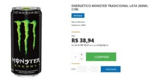 Monster Energy segue sendo comercializado (Foto: Reprodução / Internet) Monster Energy segue sendo comercializado (Foto: Reprodução / Internet)