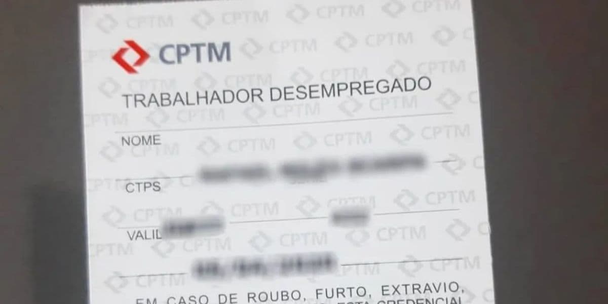 Cartão da CPTM para quem perdeu o emprego (Reprodução: Internet) Cartão da CPTM para quem perdeu o emprego (Reprodução: Internet)