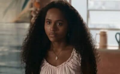 Maria Santa (Duda Santos) em cena da novela Renascer (Foto: Reprodução / Globo)