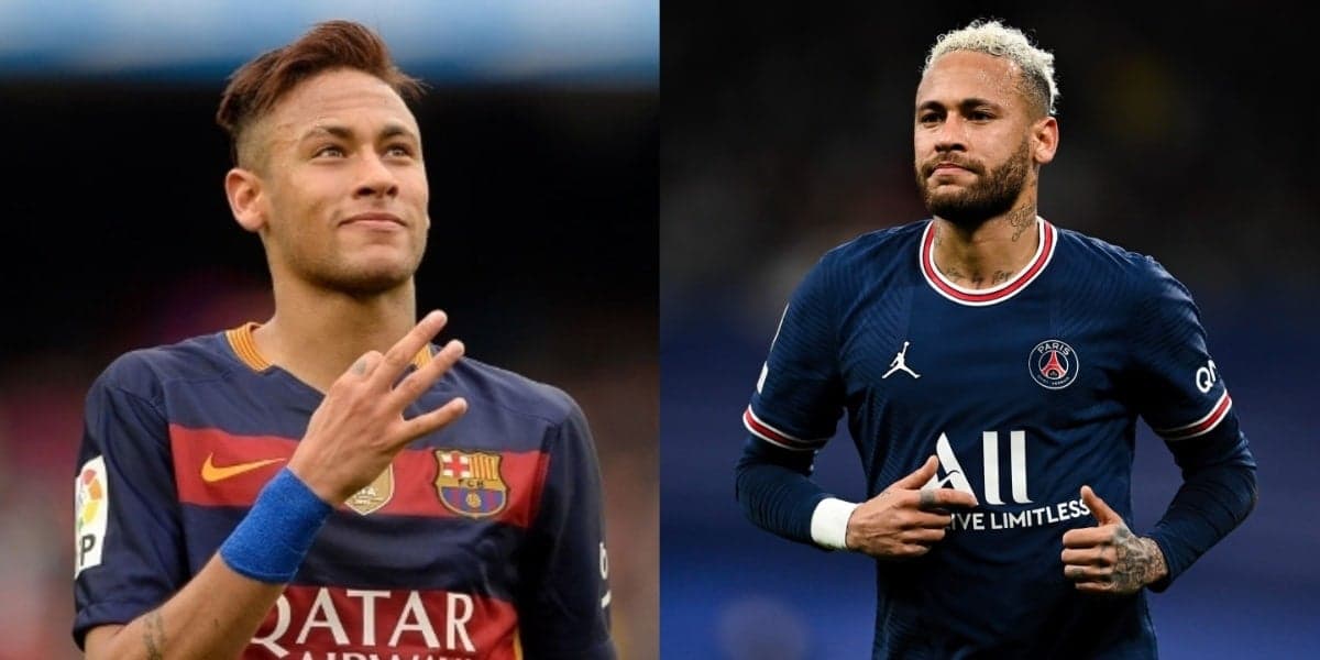 Neymar com a camisa do Barcelona e do PSG - (Foto: Reprodução / Internet) Neymar com a camisa do Barcelona e do PSG - (Foto: Reprodução / Internet)