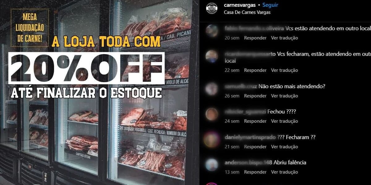 Clientes questionando sobre o ocorrido com a Casa de Carnes Vargas (Foto Reprodução/Instagram) Clientes questionando sobre o ocorrido com a Casa de Carnes Vargas (Foto Reprodução/Instagram)
