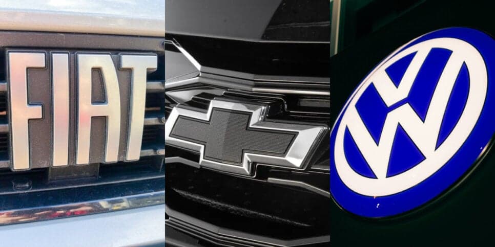 Fiat, Chevrolet e Volkswagen (Foto: Divulgação) Fiat, Chevrolet e Volkswagen (Foto: Divulgação)