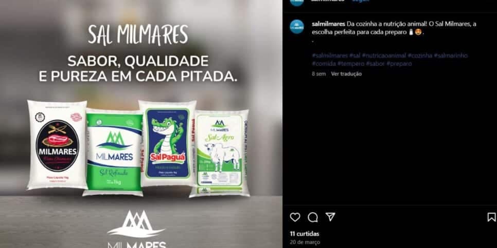 Publicação da marca Milmares, através das redes sociais, com o seu portfólio das linhas de sal (Foto Reprodução/Instagram) Publicação da marca Milmares, através das redes sociais, com o seu portfólio das linhas de sal (Foto Reprodução/Instagram)