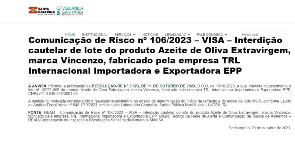 Vicenzo teve apenas 1 lote afetado pela proibição (Reprodução: Internet) Vicenzo teve apenas 1 lote afetado pela proibição (Reprodução: Internet)