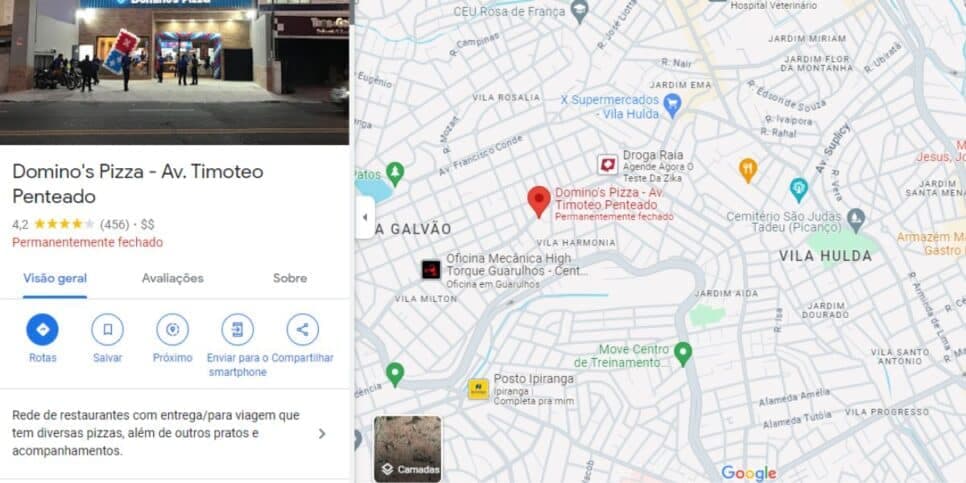 Domino's em Guarulhos fechada (Reprodução: Google Maps) Domino's em Guarulhos fechada (Reprodução: Google Maps)