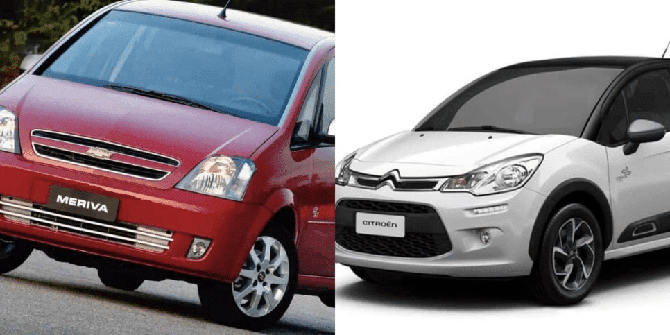 Chevrolet Meriva e Citroën C3 (Reprodução/Internet)
Chevrolet Meriva e Citroën C3 (Reprodução/Internet)