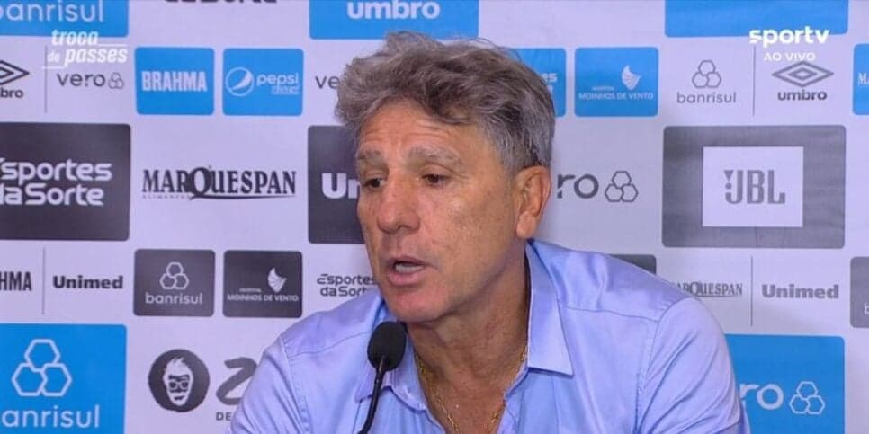 O técnico de futebol do Grêmio, Renato Gaúcho (Reprodução: SporTV) O técnico de futebol do Grêmio, Renato Gaúcho (Reprodução: SporTV)